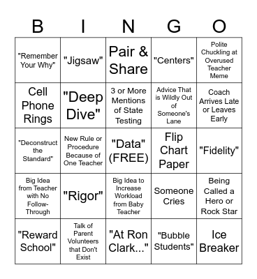 Professional Development Bingo Card