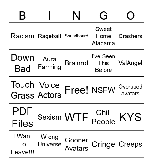 Hazbin Hotel VRChat Bingo Card Bingo Card