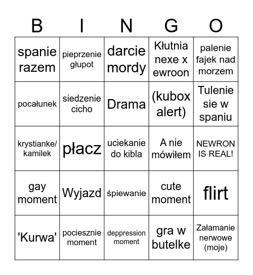 Książka newroon Bingo Card
