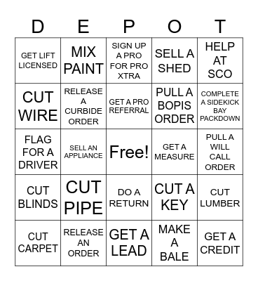 DEPOT SKILLS Bingo Card