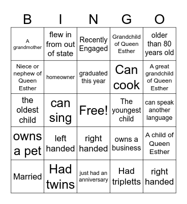 The Roy Family Reunion-Family Kickback Bingo Card