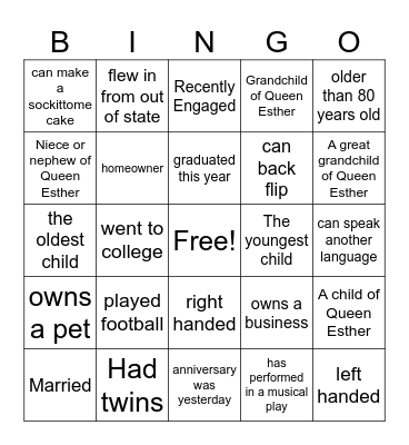 The Roy Family Reunion-Family Kickback Bingo Card