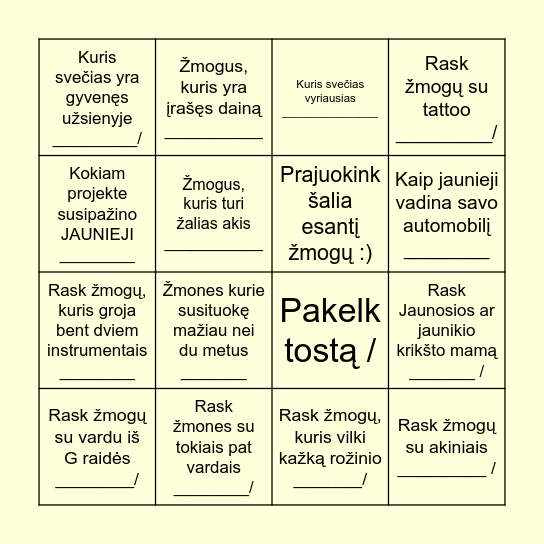 SVEČIŲ BINGO Card