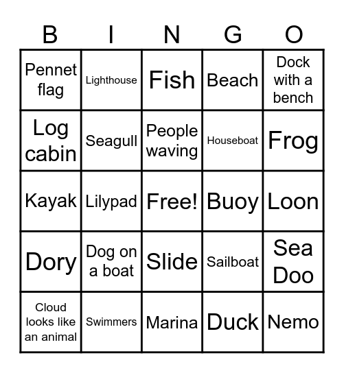 PONTOON Bingo Card