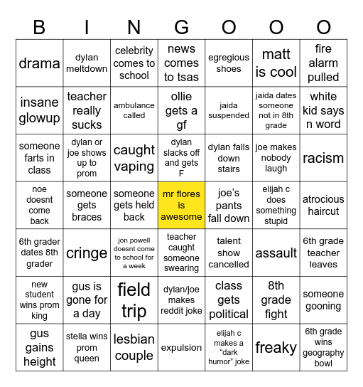 tsas Bingo Card