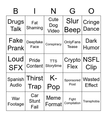 Instagram 2 Bingo Card
