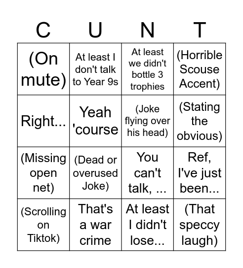 Oli Bingo Card