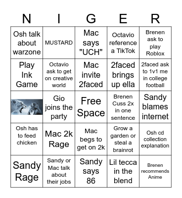 Da boiiiisssss Bingo Card