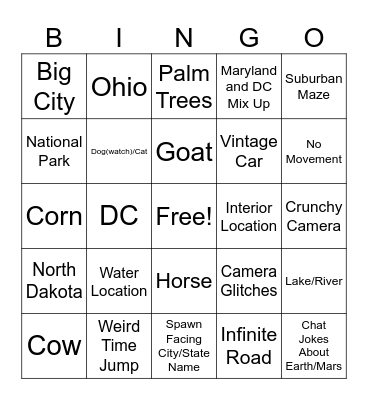 GeoGuessr Bingo Night Bingo Card