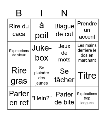 Bingo du beauf Bingo Card