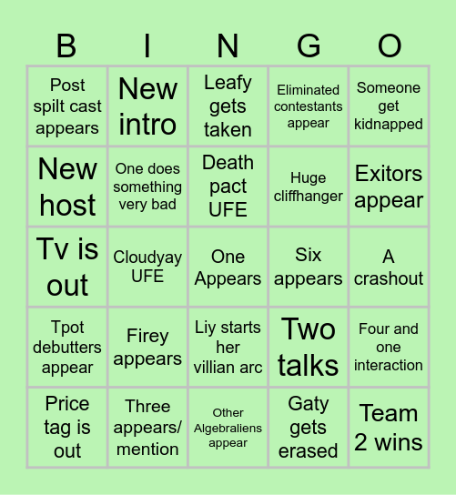 Tpot 19 bingo card Bingo Card