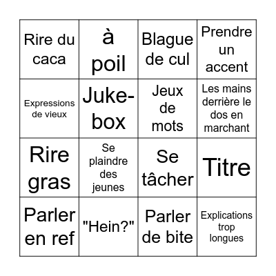 Bingo du beauf Bingo Card