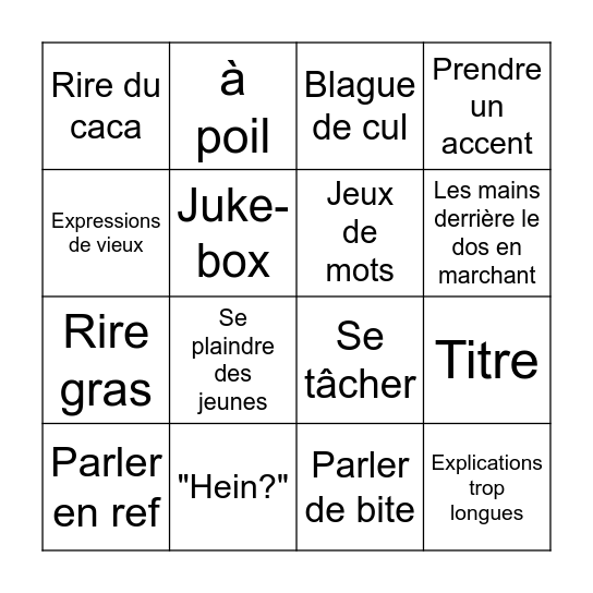 Bingo du beauf Bingo Card