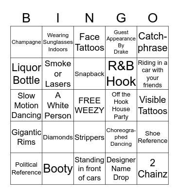 BLINGO: Hip-Hop Video Edition Bingo Card