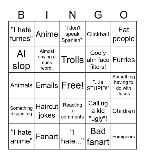 DJ Turbo bingo Card