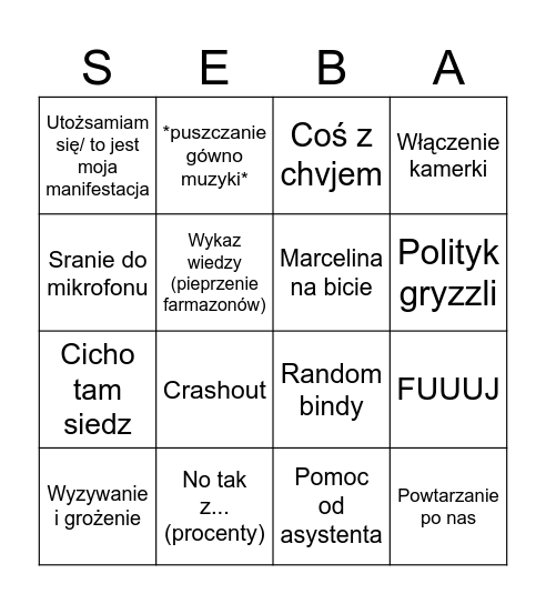 BINGO GRYZZLIEGO Bingo Card