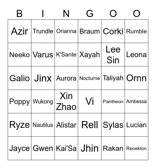MSI Grand Final Bingo Card
