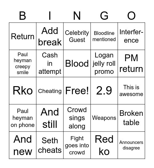 SNME Bingo Card