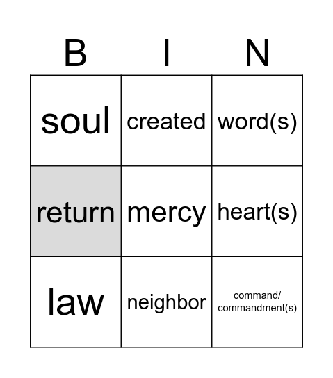 15th Sunday in OT year C Bingo Card
