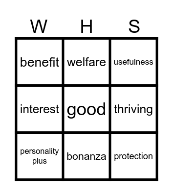 WELL BEING BINGO! Bingo Card