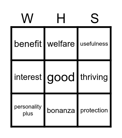 WELL BEING BINGO! Bingo Card