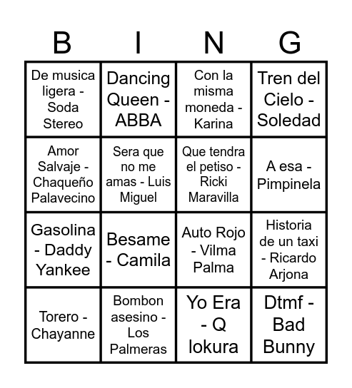 Yami Bingo Card
