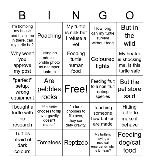 Admin bingo Card