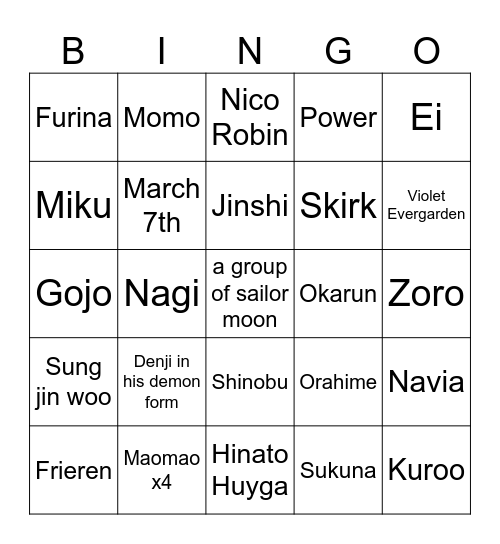 Smash Con Bingo Card