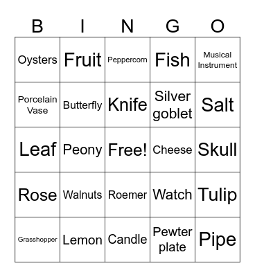 Dutch Still Life Bingo Card