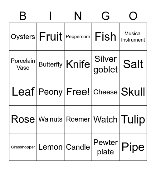 Dutch Still Life Bingo Card