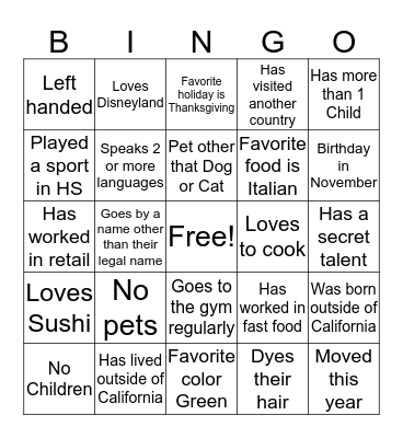Untitled Bingo Card