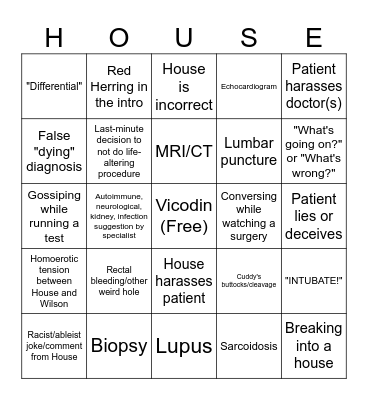 House Bingo Card