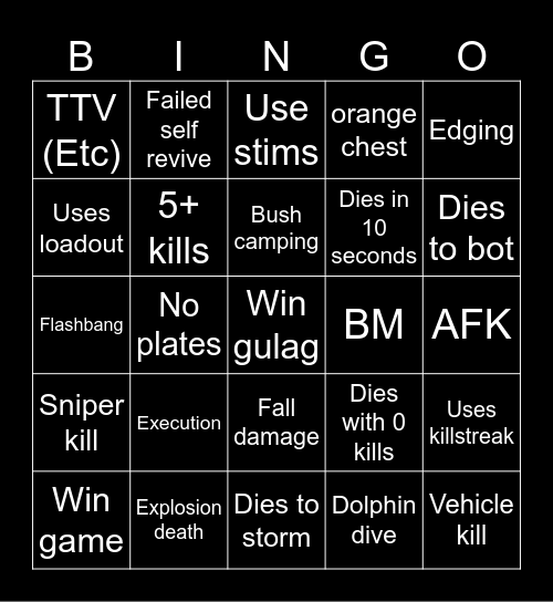 Warzone 2.0 bingo (Credits to: Big Puffer) Bingo Card