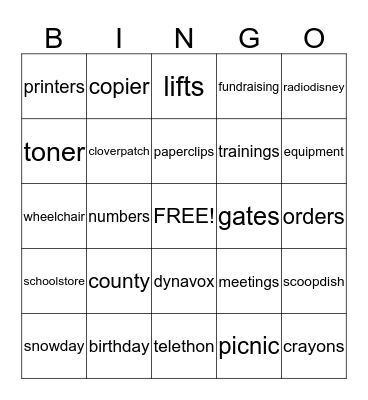 STAFF APPRECIATON Bingo Card