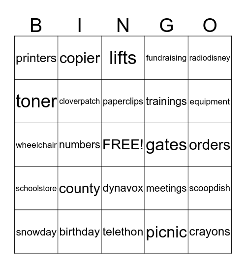 STAFF APPRECIATON Bingo Card