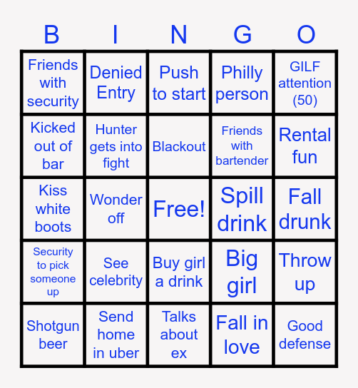 Nashville Bingo Card