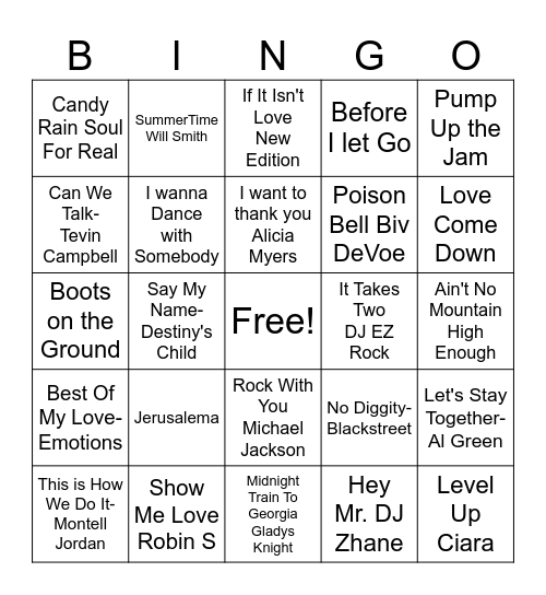 MUSIC TIME Bingo Card