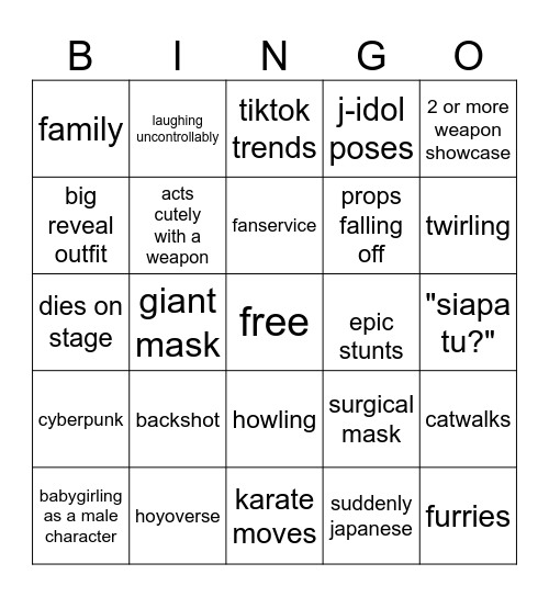 Coswalk bingo Card