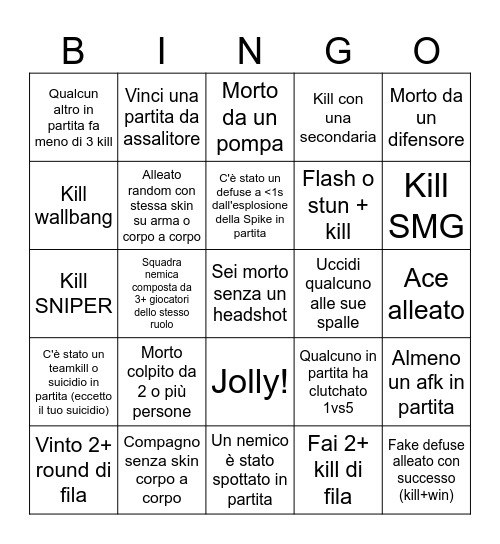Valorant Bingo - By straccoDV Bingo Card