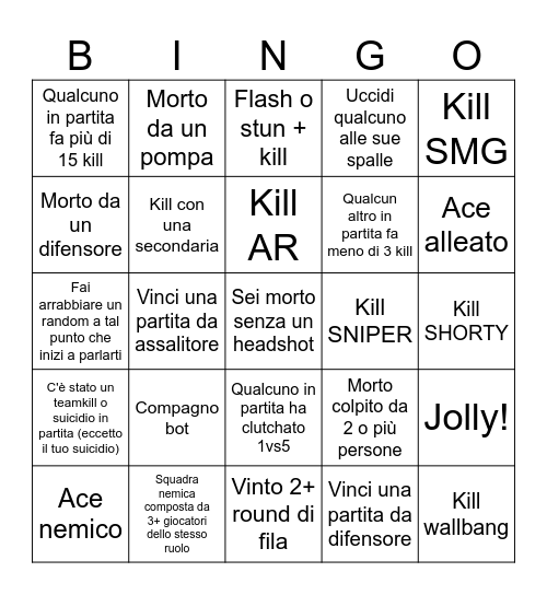 Valorant Bingo - By straccoDV Bingo Card