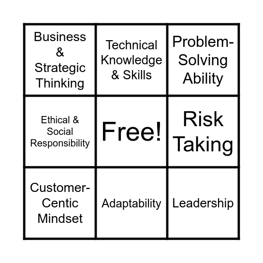 Qualities of Successful Entrepreneur Bingo Card