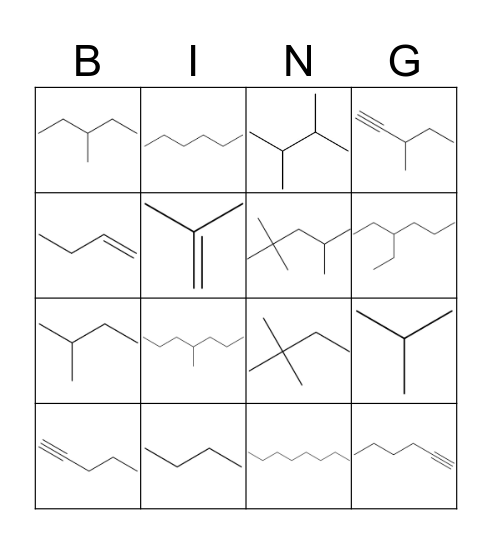 Hydrocarbons Bingo Card