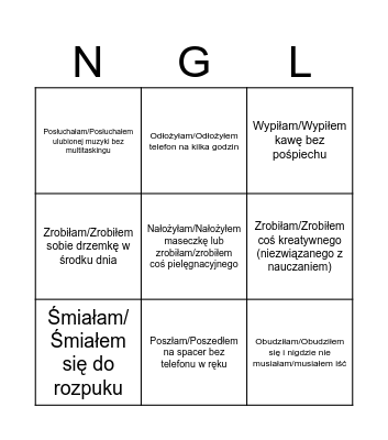 #teamNGL Summer Bingo Card