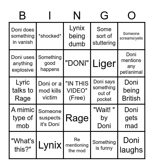 Doni Bobes Bingo Card
