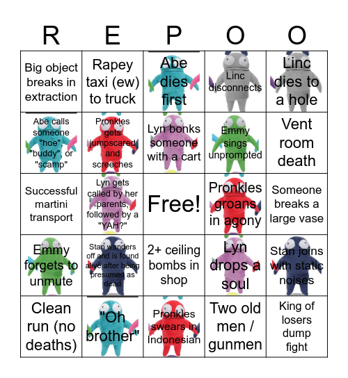 R.E.P.O. BINGO Card