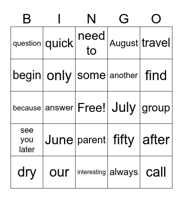 Fun in Africa Bingo Card