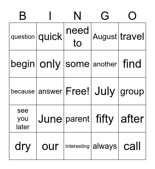 Fun in Africa Bingo Card