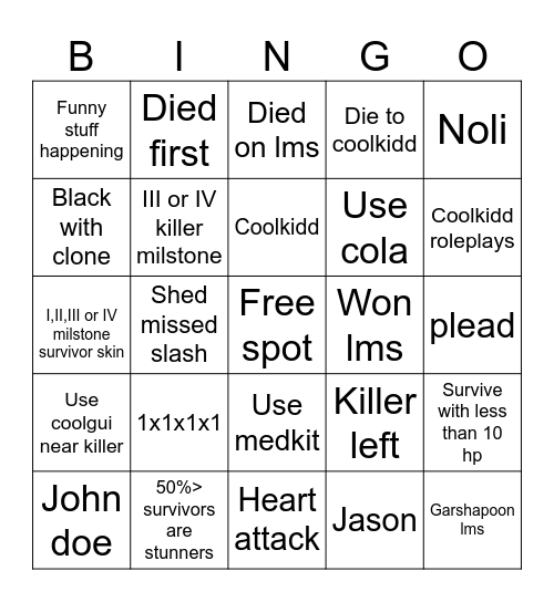 007n7 bingo card Bingo Card