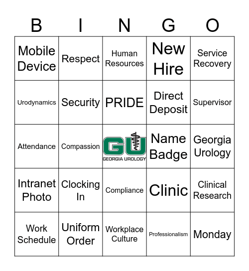 Orientation Bingo Card