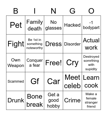 Life bingo Card
